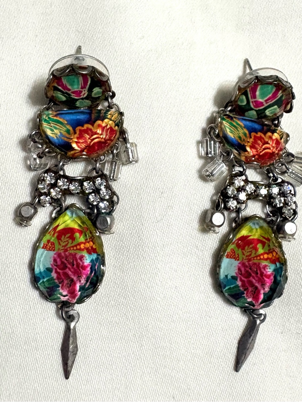 Vintage Ayala bar Statement floral Dangle earrings